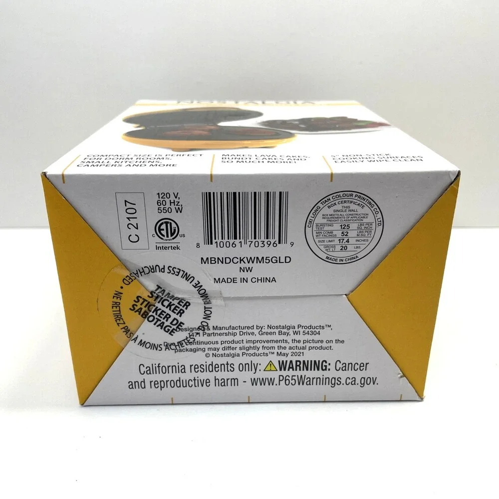 Nostalgia My Mini Lava & Bundt Cake Maker Compact Non-Stick Mini Yellow New